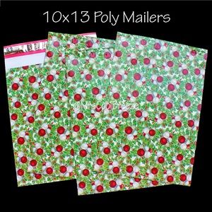 50 - 10X13  Christmas Holly Designer Poly Mailers